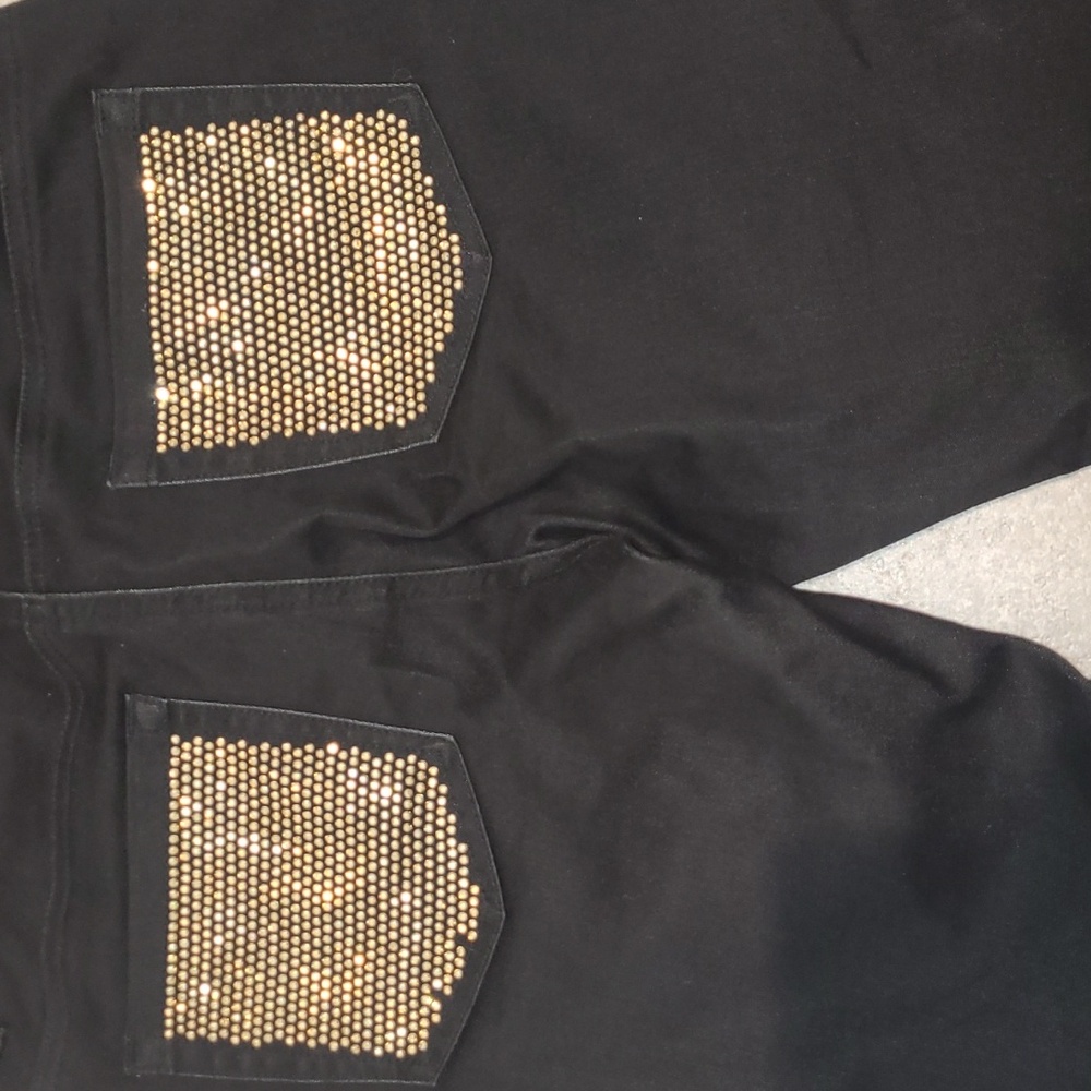 MK DENIM HOLIDAY GOLD SPARKLE DESIGN STRETCH JEGGINGS